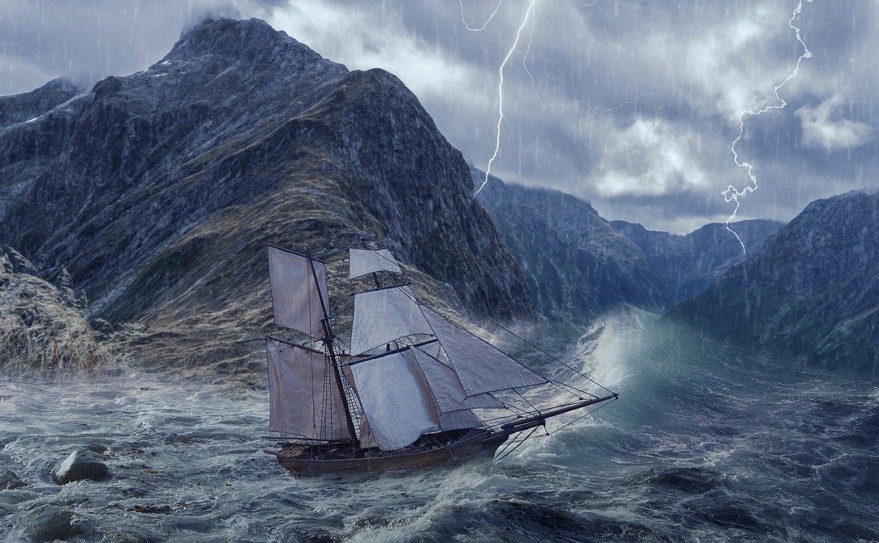 ship in storm