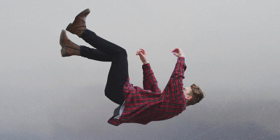man falling backwards