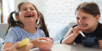 young girls laughing