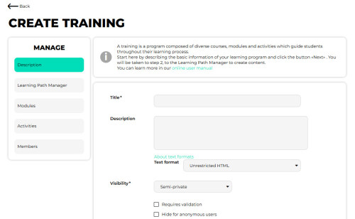 create a training