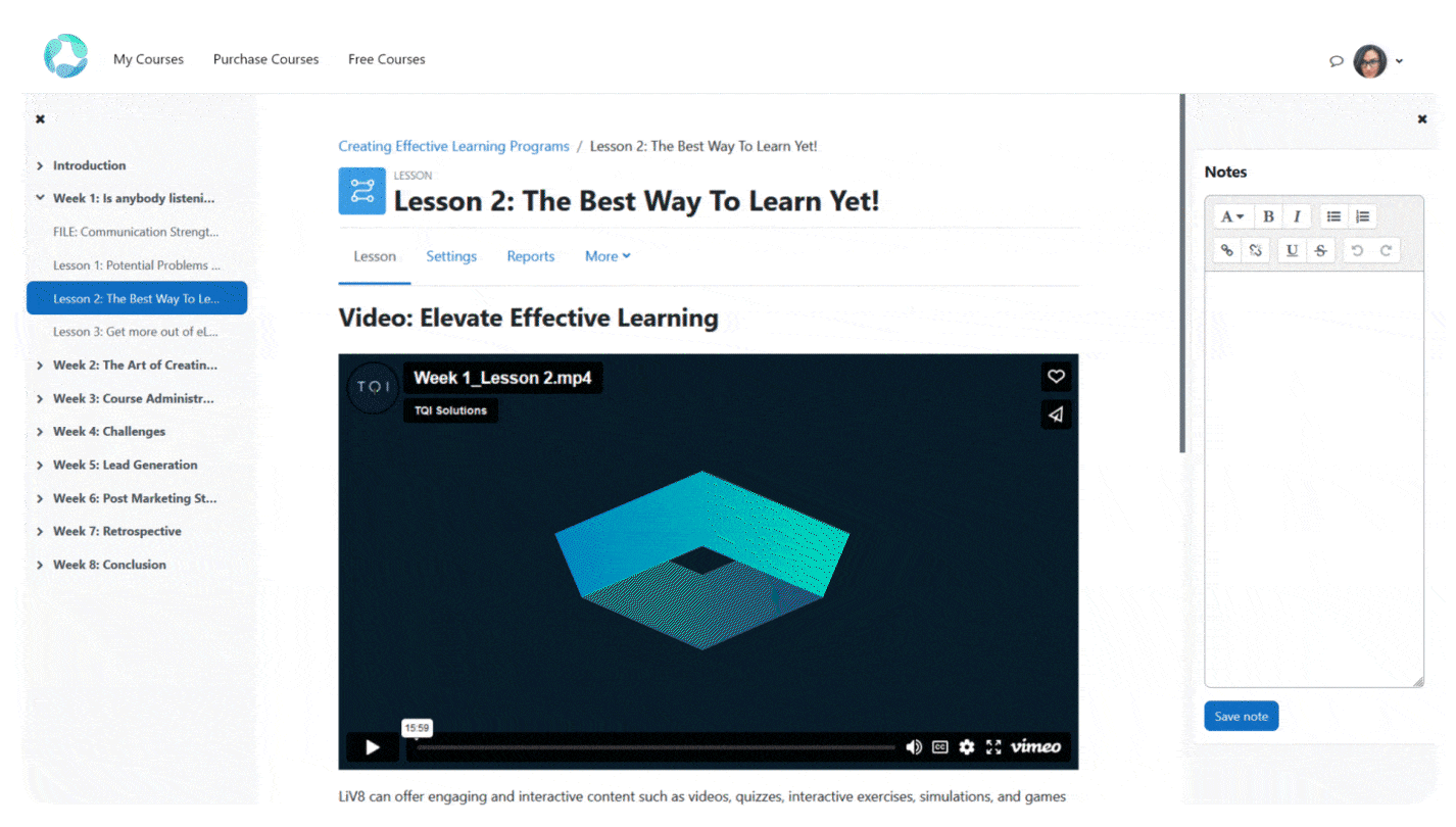 The Convene Learning Management Interfaces