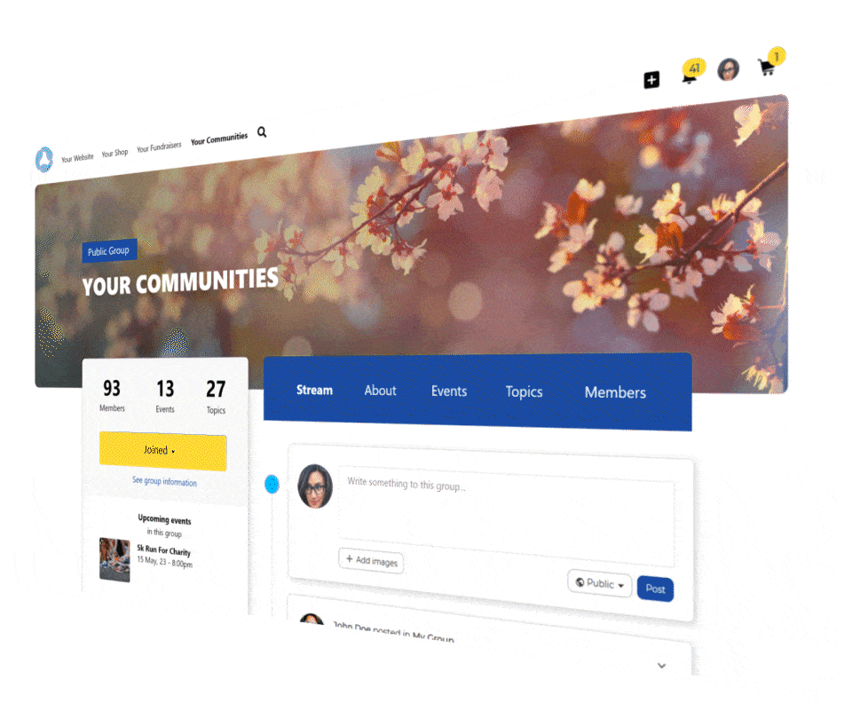 Engage community platform showing the chatting feature