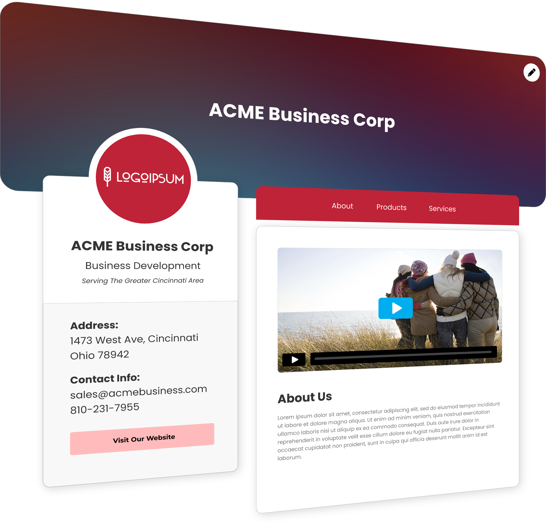 Directory interfaces showing businesses