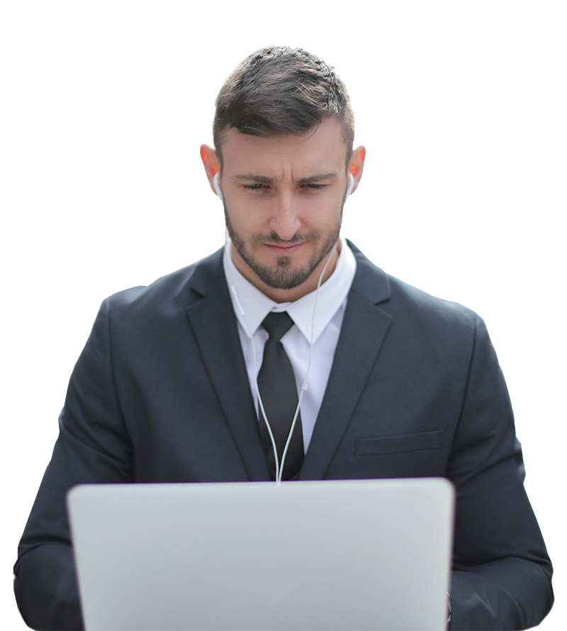 A man on a laptop