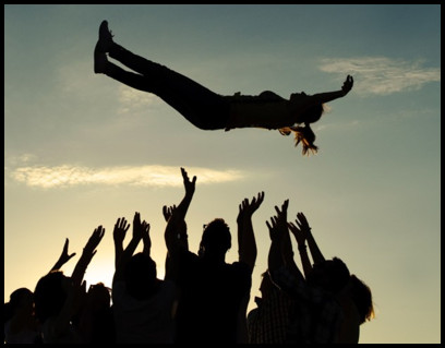 Girl falling into arms